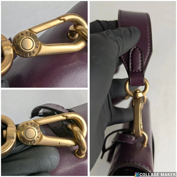 CHARLES & KEITH Boxy Push Lock Purple Crossbody Bag
